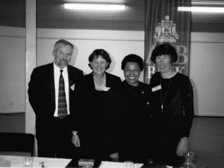 From L-R Ambassadors staff, Hilary Webber, Ambassador Moseley Braun and Robyn Clements at the 2000 Conference